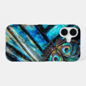 Vlinder op labradoriet iPhone 16 hoesje (Achterkant horizontaal)