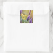 Vlinder op lavendel vierkante sticker (Tas)