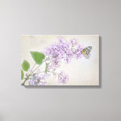 Vlinder op lila bloesem canvas afdruk (Voorkant)