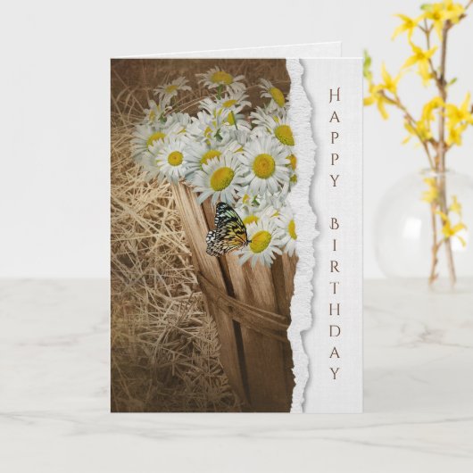 Vlinder op madeliefje kaart (Gele Bloem)