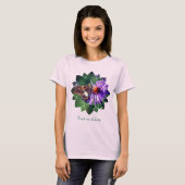 Vlinder op paarse Aster Bloem Persoonlijk T-shirt (Voorkant volledig)