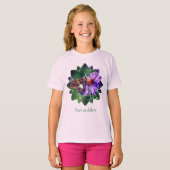 Vlinder Op Paarse Aster Bloem Persoonlijk T-shirt (Voorkant volledig)