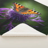 VLINDER OP PAARSE BLOEM SHERPA DEKEN (3/4)