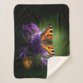 VLINDER OP PAARSE BLOEM SHERPA DEKEN (Voorkant)