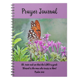 vlinder op paarse bloemen Prayer Journal Notitieboek