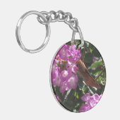 Vlinder op Paarse Lantana Flowers Sleutelhanger (Voorkant Links)
