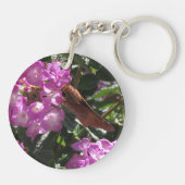 Vlinder op Paarse Lantana Flowers Sleutelhanger (Achterkant)