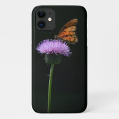 Vlinder op Paarse Wildflower Telefoon Case (Achterkant)