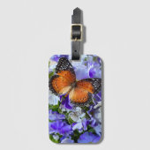 Vlinder op reuzenprimula bagagelabel (Voorkant (verticaal))