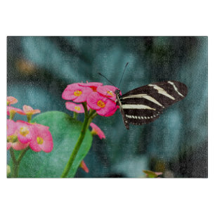 Vlinder op Roze Bloem Fotografie Snijplank