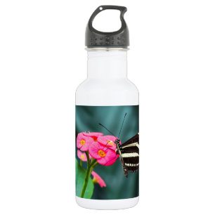 Vlinder op Roze Bloem Fotografie Waterfles