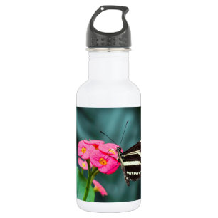 Vlinder op Roze Bloem Fotografie Waterfles