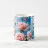 Vlinder op roze bloem koffiemok (Center)