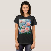 Vlinder op roze bloem t-shirt (Voorkant volledig)