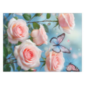 Vlinder op roze bloem tafelkleed (Voorkant (Horizontaal))