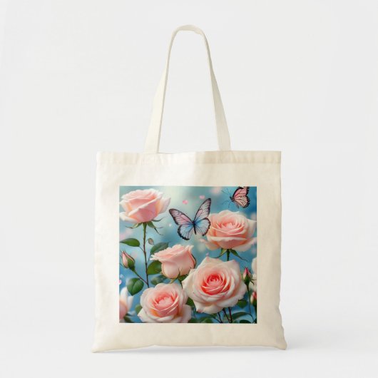 Vlinder op roze bloem tote bag (Voorkant)