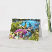 Vlinder op Roze Bloemen Beterschap Kaart (Voorkant)