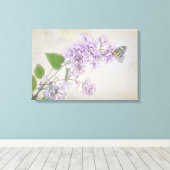 vlinder op seringenbloesem canvas afdruk (Insitu (Houten vloer))