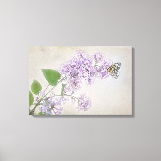 vlinder op seringenbloesem canvas afdruk (Voorkant)