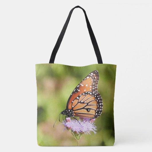 Vlinder op Wildflower, met Vers (Johannes 8:32) Tote Bag (Achterkant)