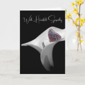 Vlinder op witte lelie kaart (Gele Bloem)