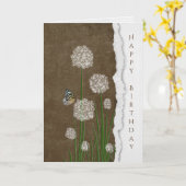 vlinder op witte puinbloem kaart (Gele Bloem)