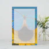 Vlinder op zonnebloem briefpapier (Staand voorkant)