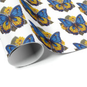 Vlinder op Zonnebloem Wrapping Paper Cadeaupapier (Rol Hoek)