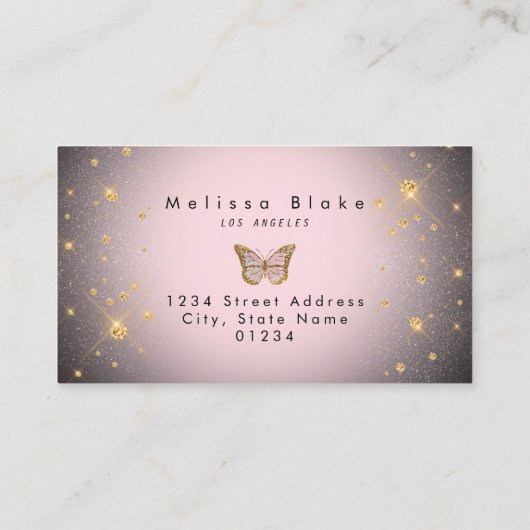 vlinder op zwart visitekaartje (Achterkant)