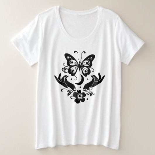Vlinder Open Handen Celestial Botanical T-shirt (Design voorkant)