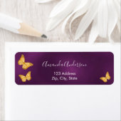 Vlinder paars goud retouradreslabel etiket (Insitu)