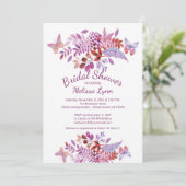  Vlinder Paarse Bloemen Vrijgezellenfeest Kaart (Staand voorkant)