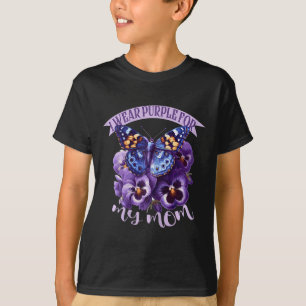 Vlinder Paarse Bloemige Pansy T-shirts Dementie Li