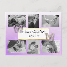 Vlinder Paarse foto Save the Date Briefkaart