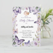 Vlinder Paarse groen Bloem Meisje  Kaart (Staand voorkant)