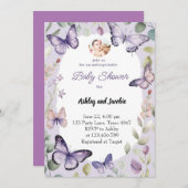 Vlinder Paarse groen Bloem Meisje  Kaart (Voorkant / Achterkant)