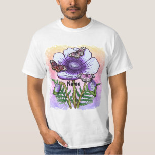 Vlinder paarse Klaproos  T-shirt