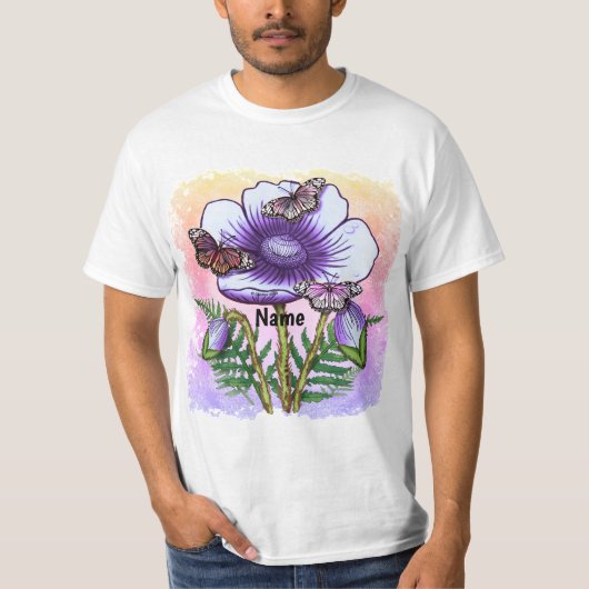 Vlinder paarse Klaproos T-shirt (Voorkant)