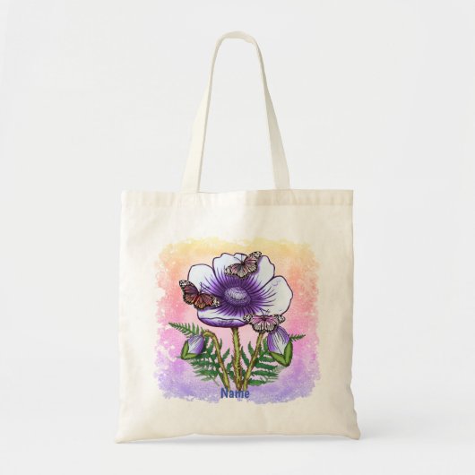 Vlinder Paarse Klaproos  Tote Bag (Voorkant)