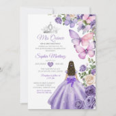 Vlinder Paarse Lila Quinceanera Verjaardagskroon Kaart (Voorkant)