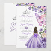 Vlinder Paarse Lila Quinceanera Verjaardagskroon Kaart (Voorkant / Achterkant)