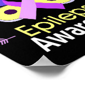 Vlinder Paarse lint Epilepsie Bewustzijn Ondersteu Poster (Hoek)