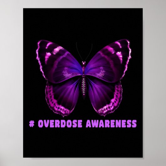 Vlinder Paarse lint Overdosis Awareness Design Poster (Voorkant)