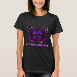 Vlinder Paarse lint Overdosis Awareness Design T-shirt