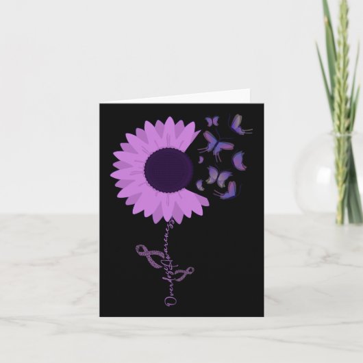 Vlinder Paarse Lint Zonnebloem Kaart (Voorkant)