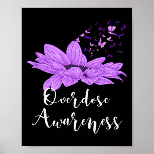 Vlinder Paarse Lint Zonnebloem Overdosis Bewustzij Poster