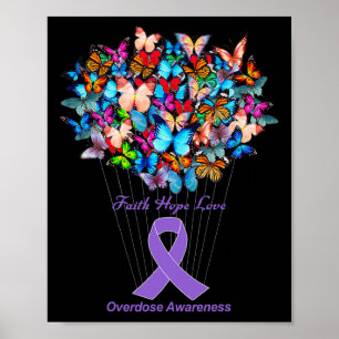 Vlinder Paarse Lint Zonnebloem Overdosis Bewustzij Poster