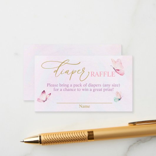 Vlinder Paarse Roze Luier Raffle Informatiekaartje (Voorkant / Achterkant in situ)