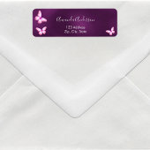 Vlinder paarse roze retour adres label