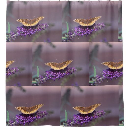 Vlinder Paarse zachtheid Douchegordijn (Voorkant)